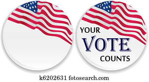 votación, alfileres, con, bandera de los e.e.u.u