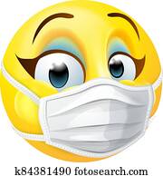 Woman Emoticon Emoji PPE Medical Mask Face Icon Woman Emoticon Emoji PPE Medical Mask Face Icon