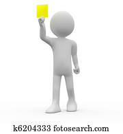 árbitro, mostrando, cartão amarelo