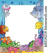 Frame with sea fishes 1 Frame with sea fishes 1