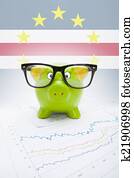 Piggy bank with flag on background - Cape Verde