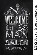 Poster Barbershop welcome chalk Poster Barbershop welcome chalk
