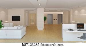 rendering of the office lobby