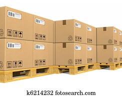 Stacks of cardboard boxes