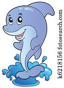 ציור היתולי, לעמוד, דולפין