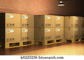 Cardboard boxes on shipping pallets