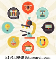 ciência, conceito, info, gráfico, em, apartamento, desenho, style.