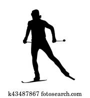 Cross country skiing vector silhouette Cross country skiing vector silhouette