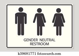 género, neutral, señal de baño