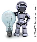 Robot with a light bulb Robot with a light bulb