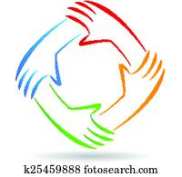 Teamwork unity hands logo Teamwork unity hands logo