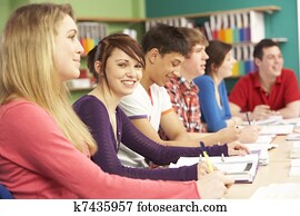 Teenage Students Studying In Classroom Teenage Students Studying In Classroom