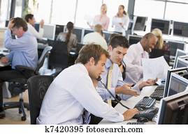 View Of Busy Stock Traders Office View Of Busy Stock Traders Office