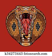 zangado, cobra rei, rosto