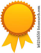 Award ribbon blank golden medal