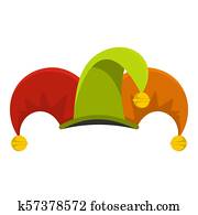 Circus jester icon, flat style Circus jester icon, flat style