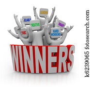 gewinner, -, leute, mit, gemeinschaftsarbeit, qualities