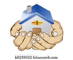 hands holding house