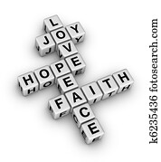 joy,, love,, hope,, שלום, ו, אמונה