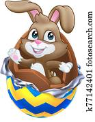 oster hase, kanninchen, ausbrechen, von, schokolade ei oster hase, kanninchen, ausbrechen, von, schokolade ei