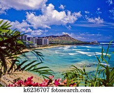 waikiki beach and diamond head waikiki beach and diamond head