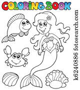 Coloring book with mermaid Coloring book with mermaid