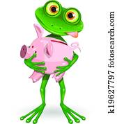 frog with piggy bank frog with piggy bank