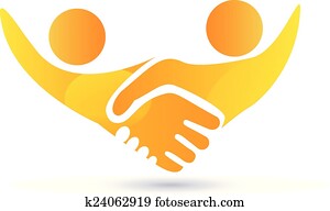 handdruk, mensen, logo, vector