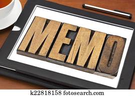 memorando, palavra, ligado, tabuleta