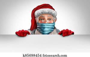 Santa Claus Wearing A Mask Banner Santa Claus Wearing A Mask Banner
