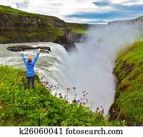 Woman thrilled looking at the abyss