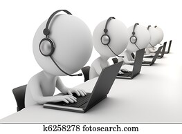 3d, klein, leute, -, callcenter