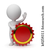 3d, klein, leute, -, leerer, etikett