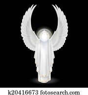 anjo branco, ligado, pretas