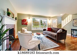 Elegant living room with a fireplace
