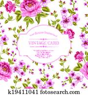 frühjahrsblumen, blumengebinde, für, altmodisch, card. frühjahrsblumen, blumengebinde, für, altmodisch, card.