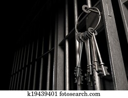 Jail Cell With Open Door And Bunch Of Keys