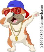 niedlich, hund, tupfen, tanz, tragen, sunglasses,, hat,, und, gold halskette niedlich, hund, tupfen, tanz, tragen, sunglasses,, hat,, und, gold halskette