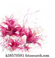 Red Lily Flowers watercolor Red Lily Flowers watercolor