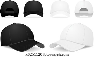 vektor, baseballmütze, satz vektor, baseballmütze, satz