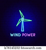 Wind Power Neon Label Wind Power Neon Label