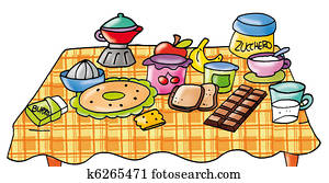 breakfast,, עם, שולחן, set,