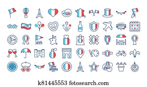 bundle of bastille day icons bundle of bastille day icons