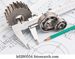 desenho mecânico, e, pinhão
