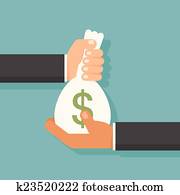 Hand giving money Hand giving money