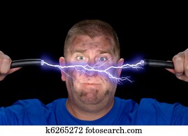 homem, e, elétrico, arco