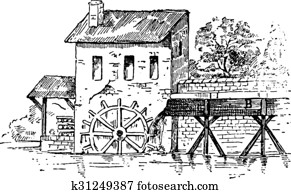 Water Mill Clip Art K3709936 Fotosearch