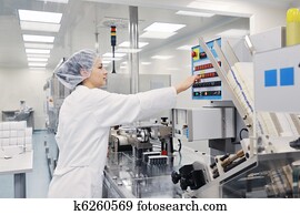 médico, fábrica, e, producao, indoor