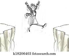 Woman executive leaps across chasm