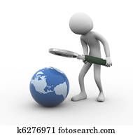 3d man globe searching 3d man globe searching
